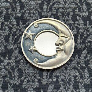 🌙 Hallowette - Handpainted Moon & Stars Mirror - Silver N' Gold